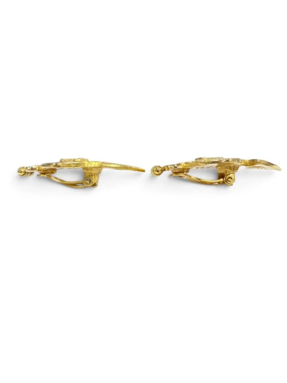 Chanel Vintage Metal CC Logo Cross Motif Earrings Gold